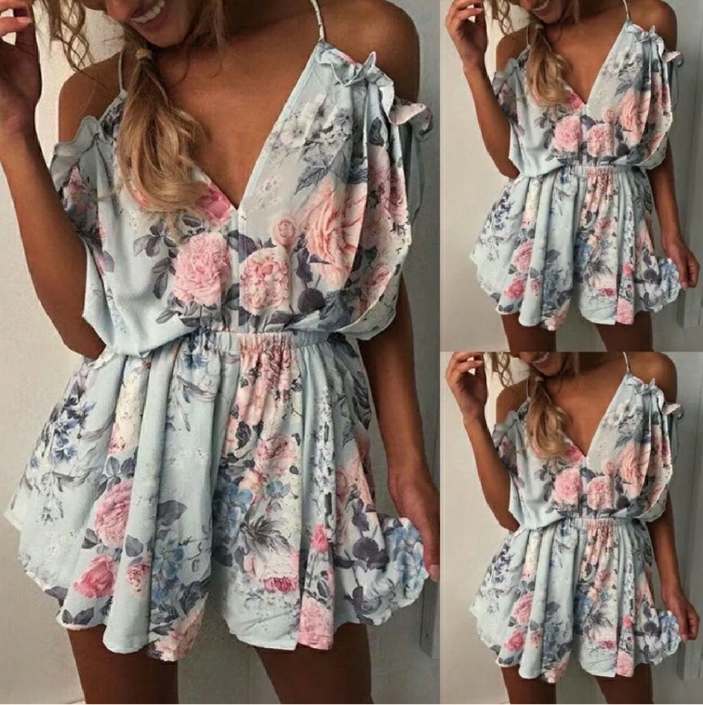 *HP* NEW V-Neck Ruffle Floral Romper - Picture 3 of 7